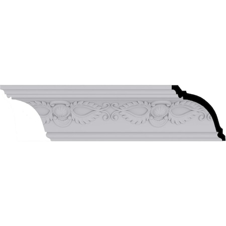 Ekena Millwork 3 7/8"H x 3 3/4"P x 5 3/8"F x 94 1/2"L, (7 7/8" Repeat), Logan Crown Moulding MLD03X03X05LO
